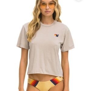 NWT AVIATOR NATION BOYFRIEND TEE SAND